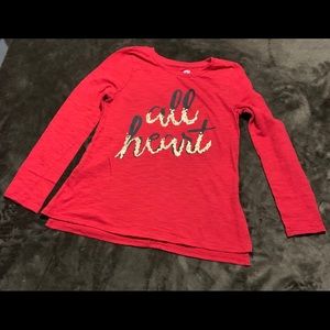 Epic Threads Red “ALL HEART” long sleeve shirt